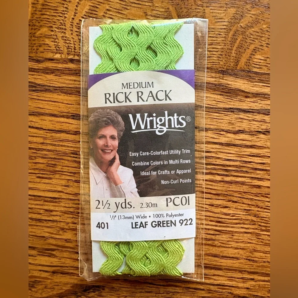 4 packs Wrights Medium Rick Rack in Leaf Green and purple- 2.5 yd increments - Picture 2 of 10